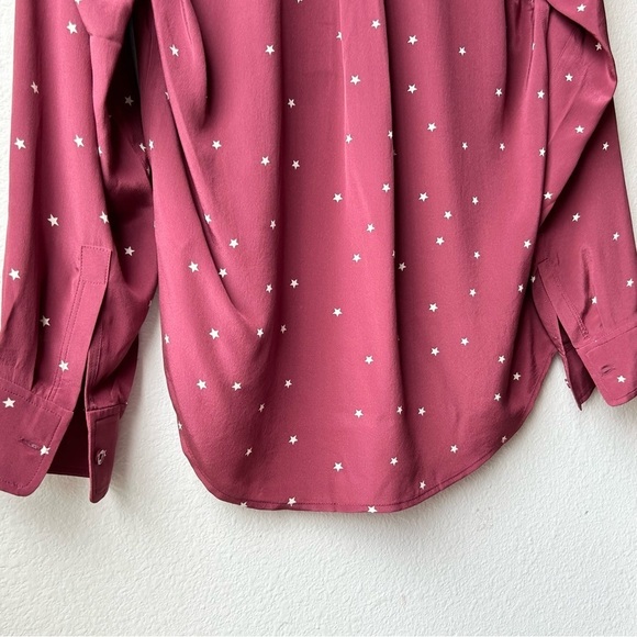 Rails Kate Merlot Twinkle Button Up Silk Collared Long Sleeve Shirt Maroon Sz S - Picture 13 of 16